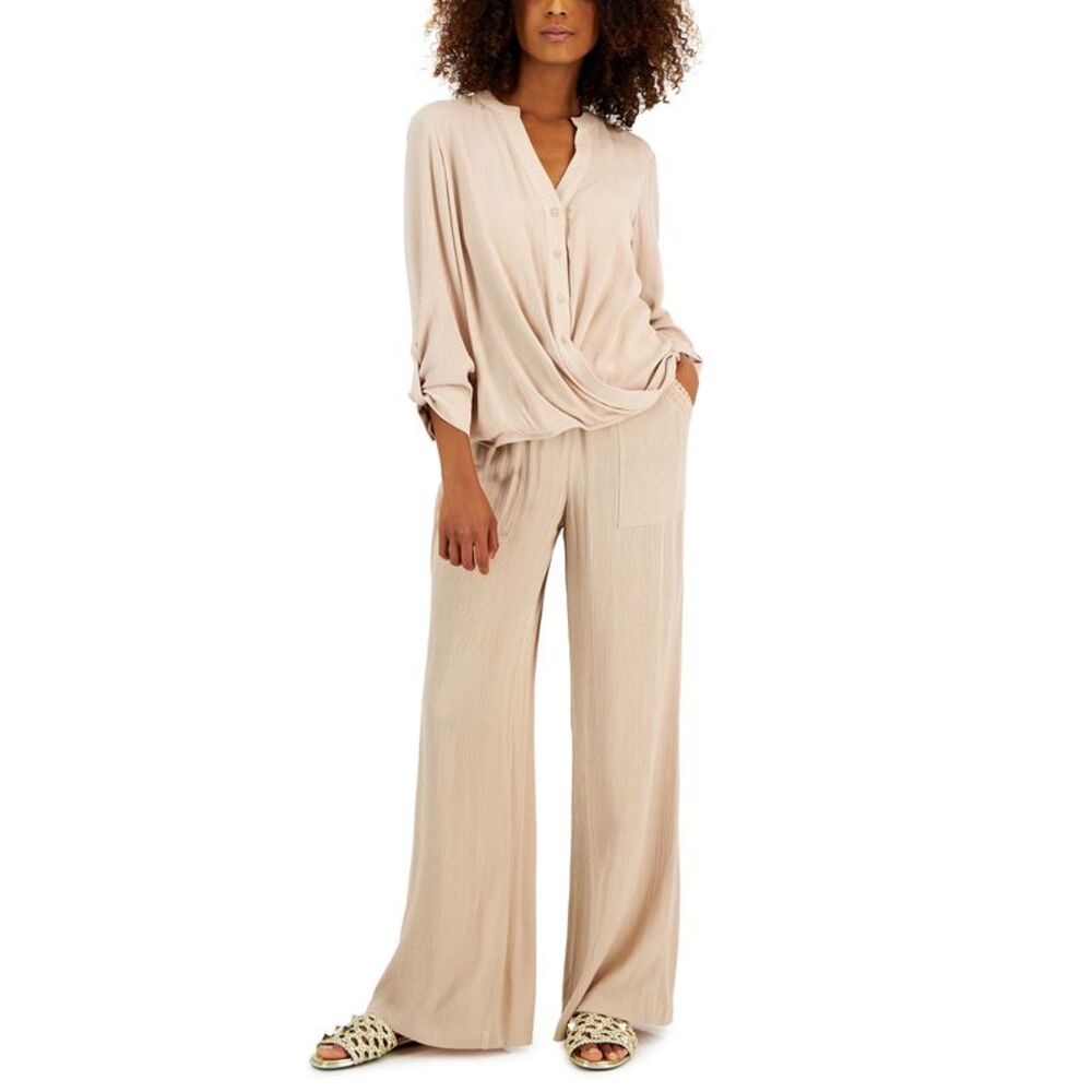 INC International Concepts Womens Button Down Front Twist Blouse